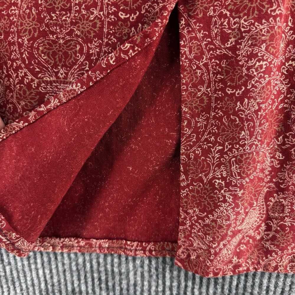 Vintage Liz Claiborne Lizsport Petite 14 Red Linen Blend 80s Shift Dress Birds L - Picture 8 of 8